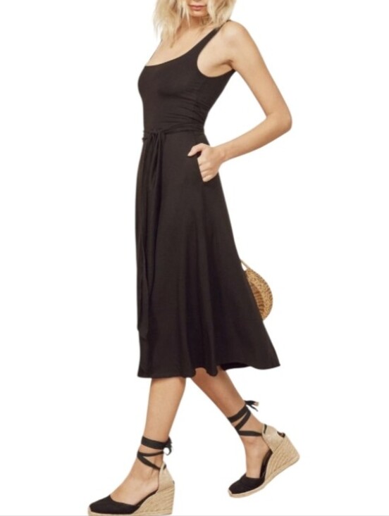 Reformation Dresses & Skirts - Reformation Jeans M Black Sleeveless Midi Dress with Tie Waist Classic Luxury